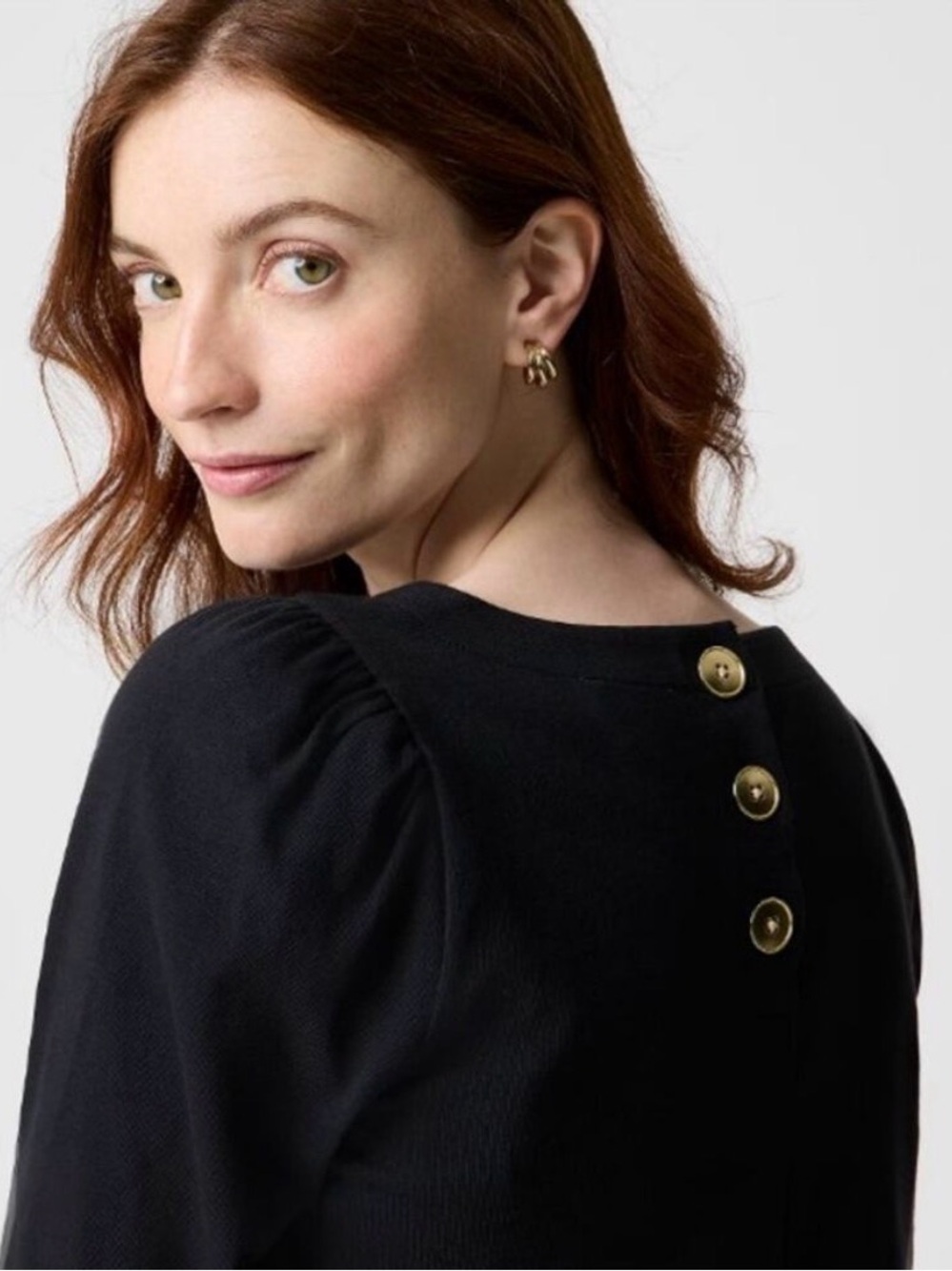 J.Crew Factory Puff Sleeve Button-Back Top | Size M
